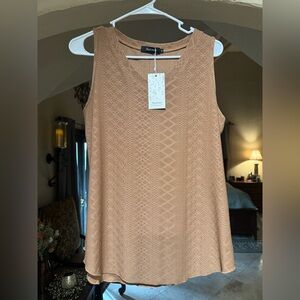NWT Automet Camel Colored Textured Sleeveless Scoop Neck Tank - Size Medium